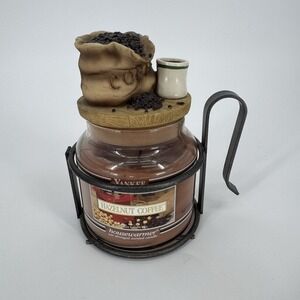 Yankee Candle Hazelnut Coffee Black Band‎ Label 14.5 Oz Jar Topper and Holder